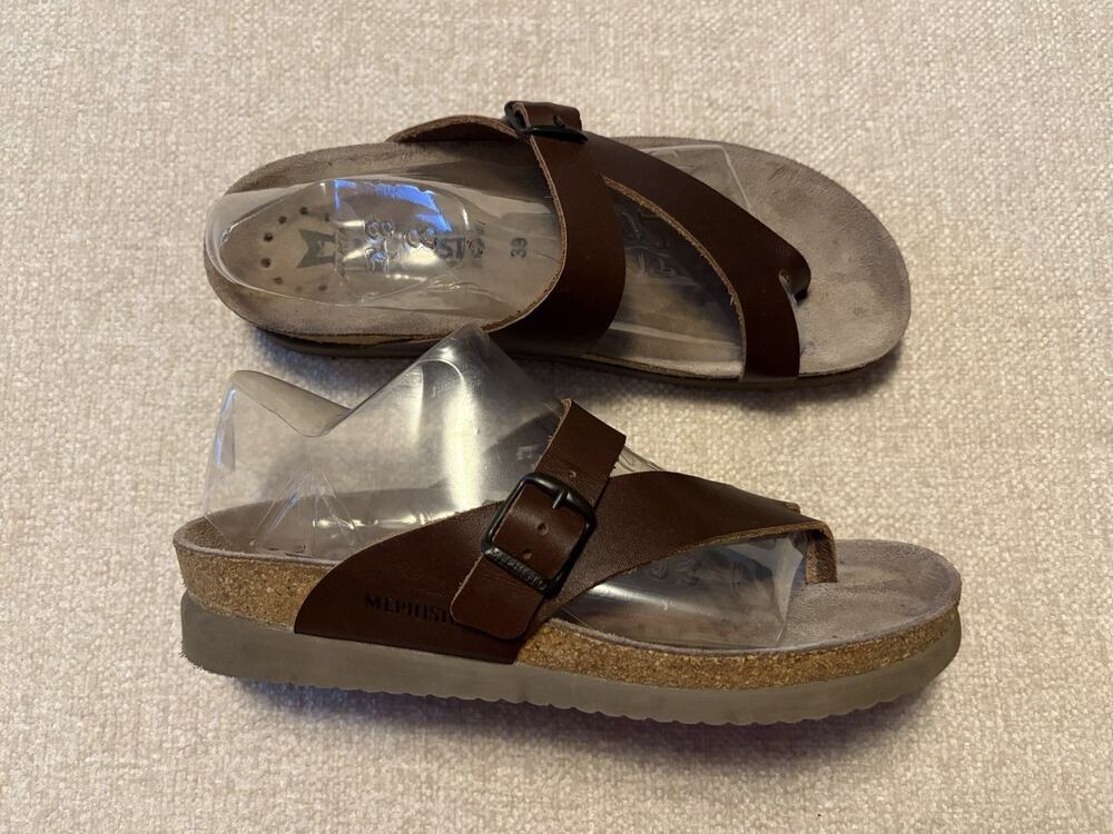 Mephisto Helen Sandals Womens EU 39 US 9 Brown Leather Footbed Air Relax Thong